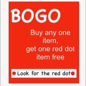 Buy one item, get any red dot item free!